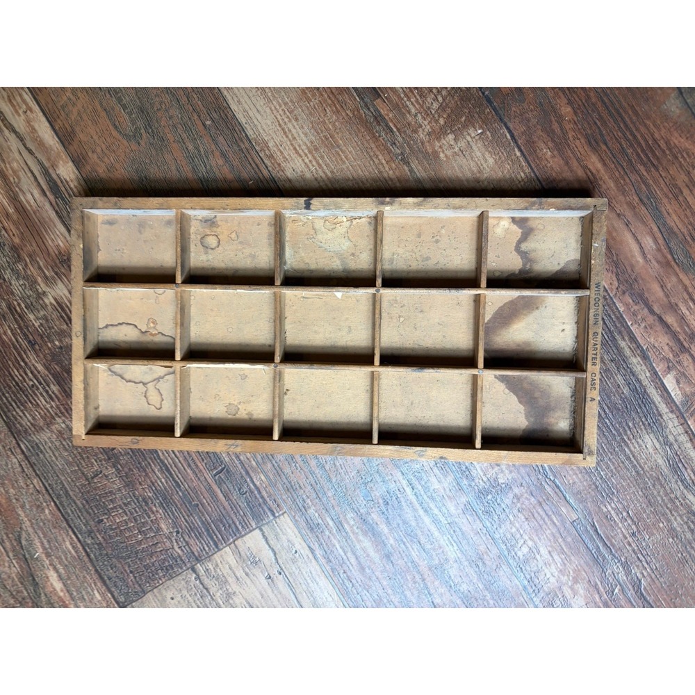 Vintage 15 Slot Small Printer Tray Trinket Shelf - American Quarter Case